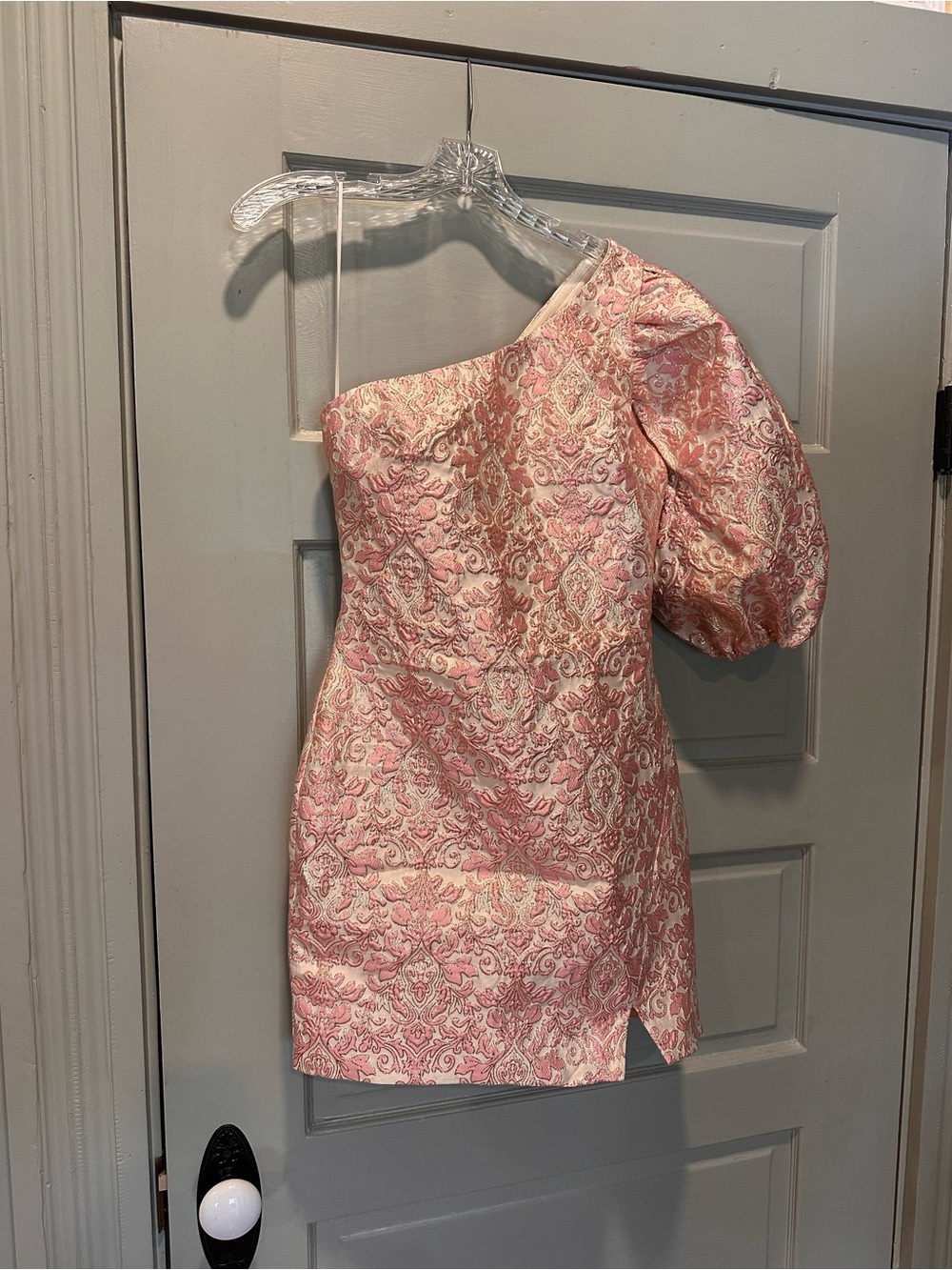 Karlie Blush Pink One-Shoulder Jacquard Mini Dress (Never Worn!)